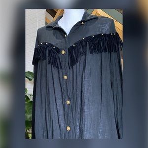 ‼️SOLD‼️Vintage DOTTI Embellished Fringe Button Up Western Style